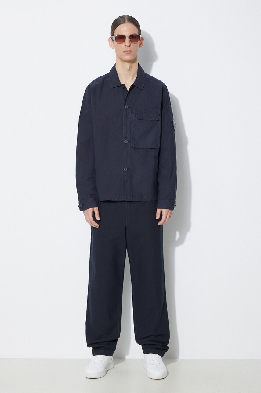 Штани з домішкою льону Norse Projects Ezra Relaxed Cotton Linen колір синій фасон chinos N25.0402.7004