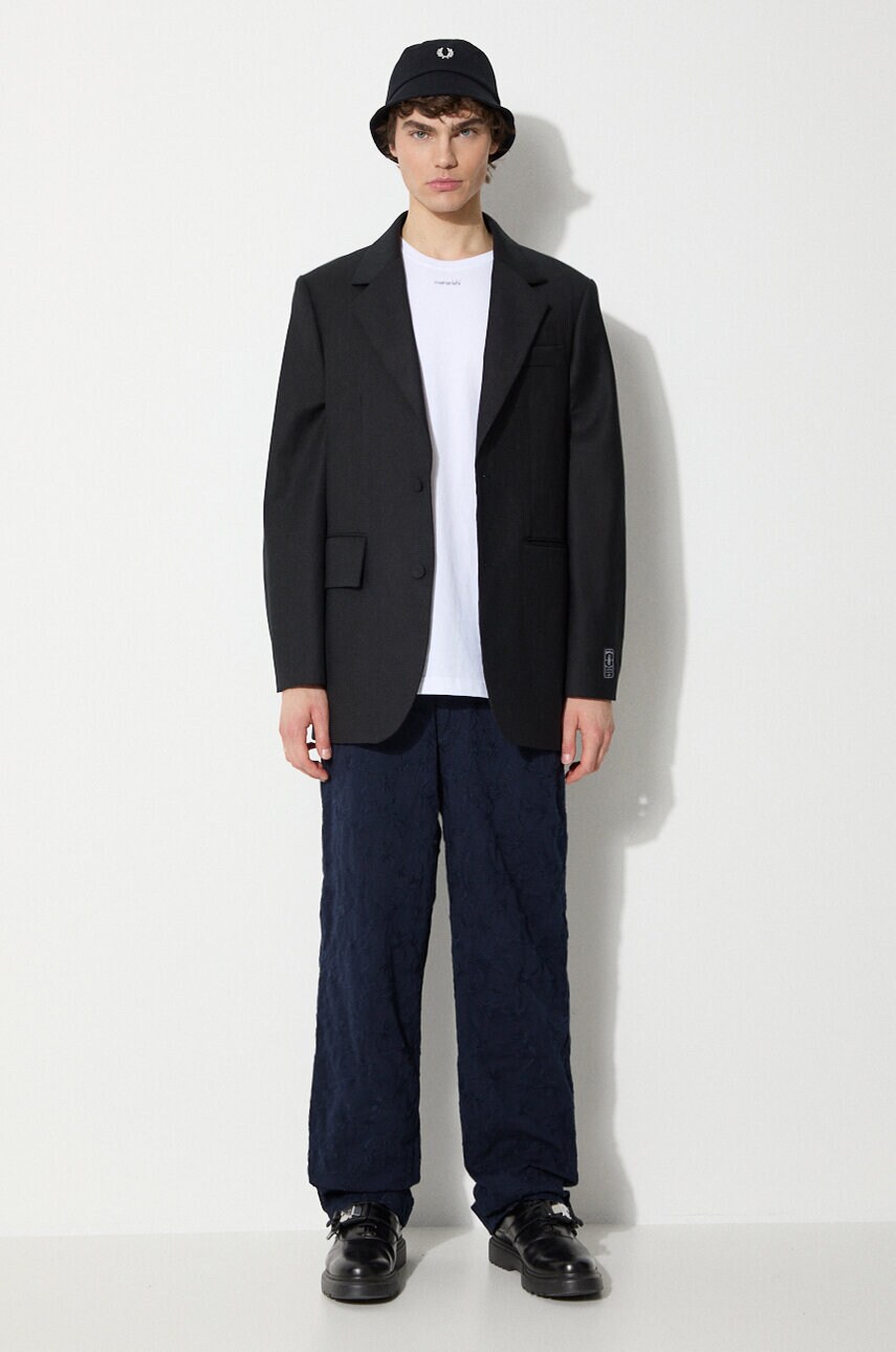 Бавовняні штани Corridor Floral Embroidered Trouser колір синій прямі TR0076