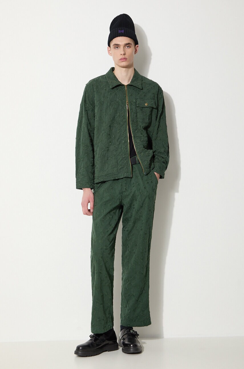 Бавовняні штани Corridor Floral Embroidered Trouser колір зелений прямі TR0076