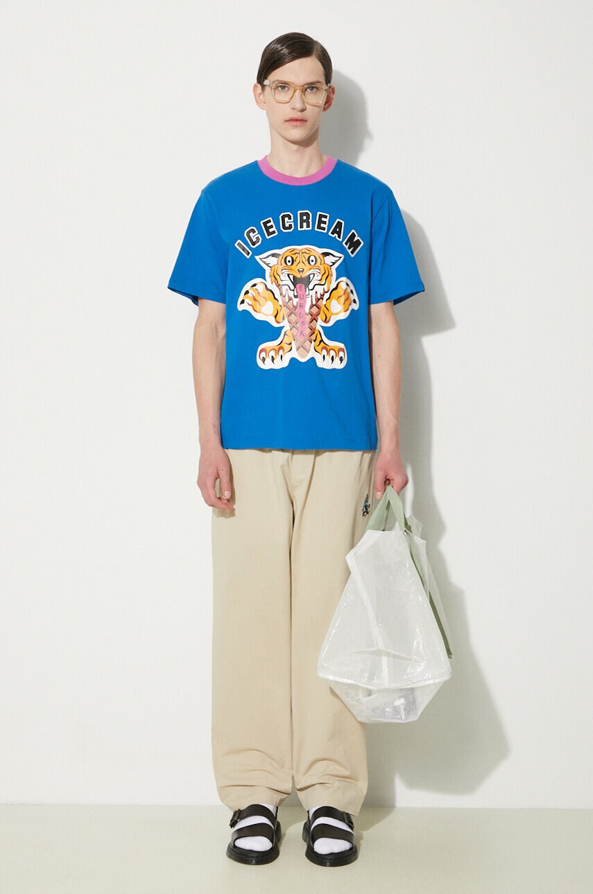 Бавовняні штани ICECREAM Skate Pant колір бежевий прямі ICC003