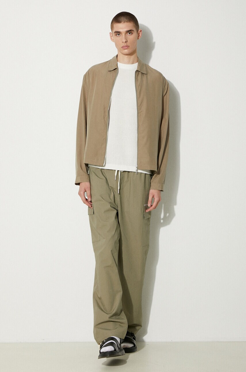 Бавовняні штани MKI MIYUKI ZOKU Ripstop Cargo Trousers колір зелений прямі RIPSTOP.CARGO.TROUSERS