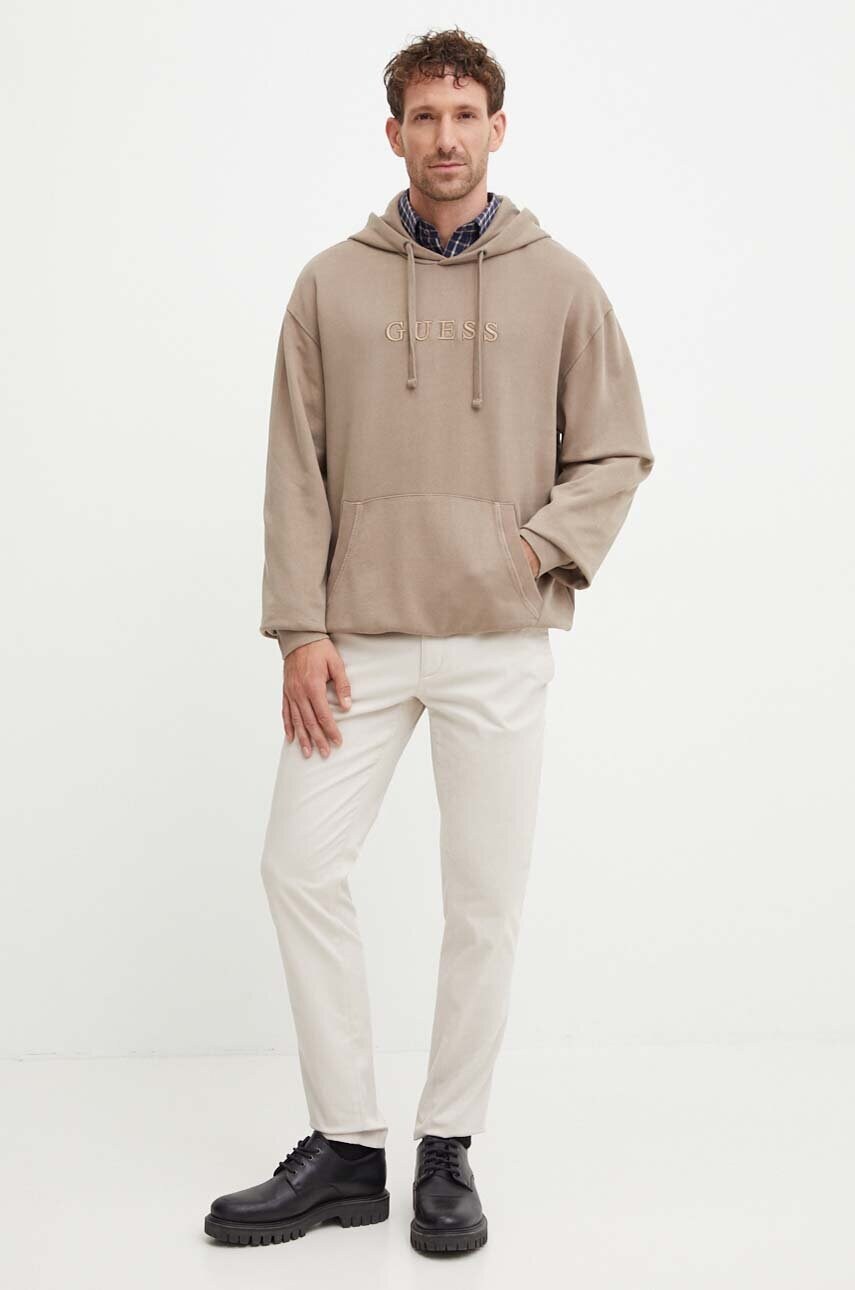 Штани Calvin Klein чоловічі колір бежевий облягаючі K10K112827