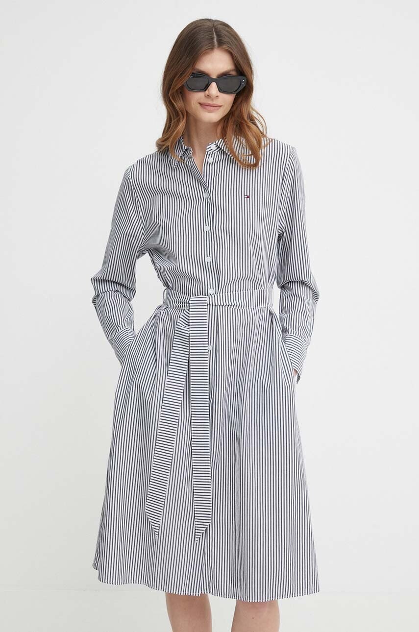Бавовняна сукня Tommy Hilfiger колір білий mini розкльошена