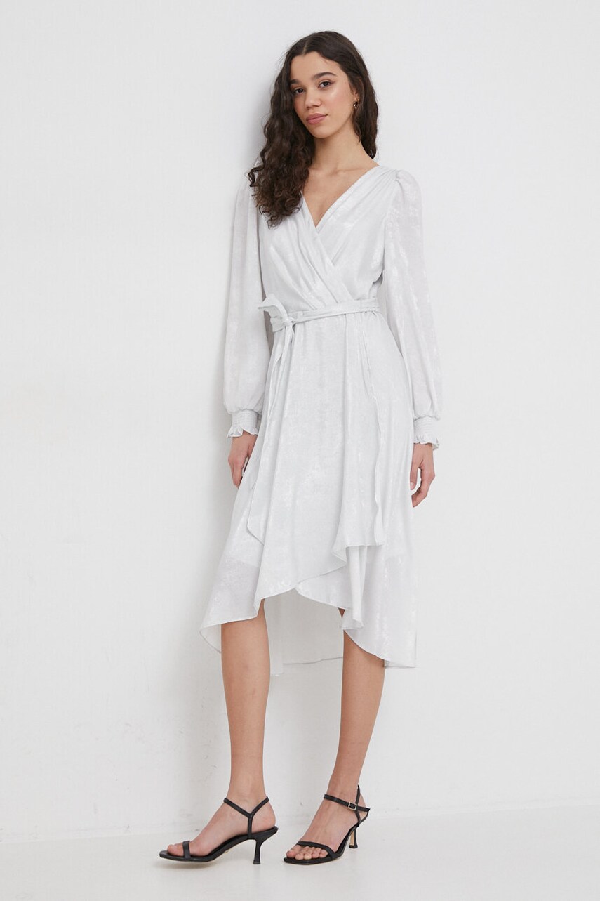 Сукня Dkny колір срібний midi розкльошена