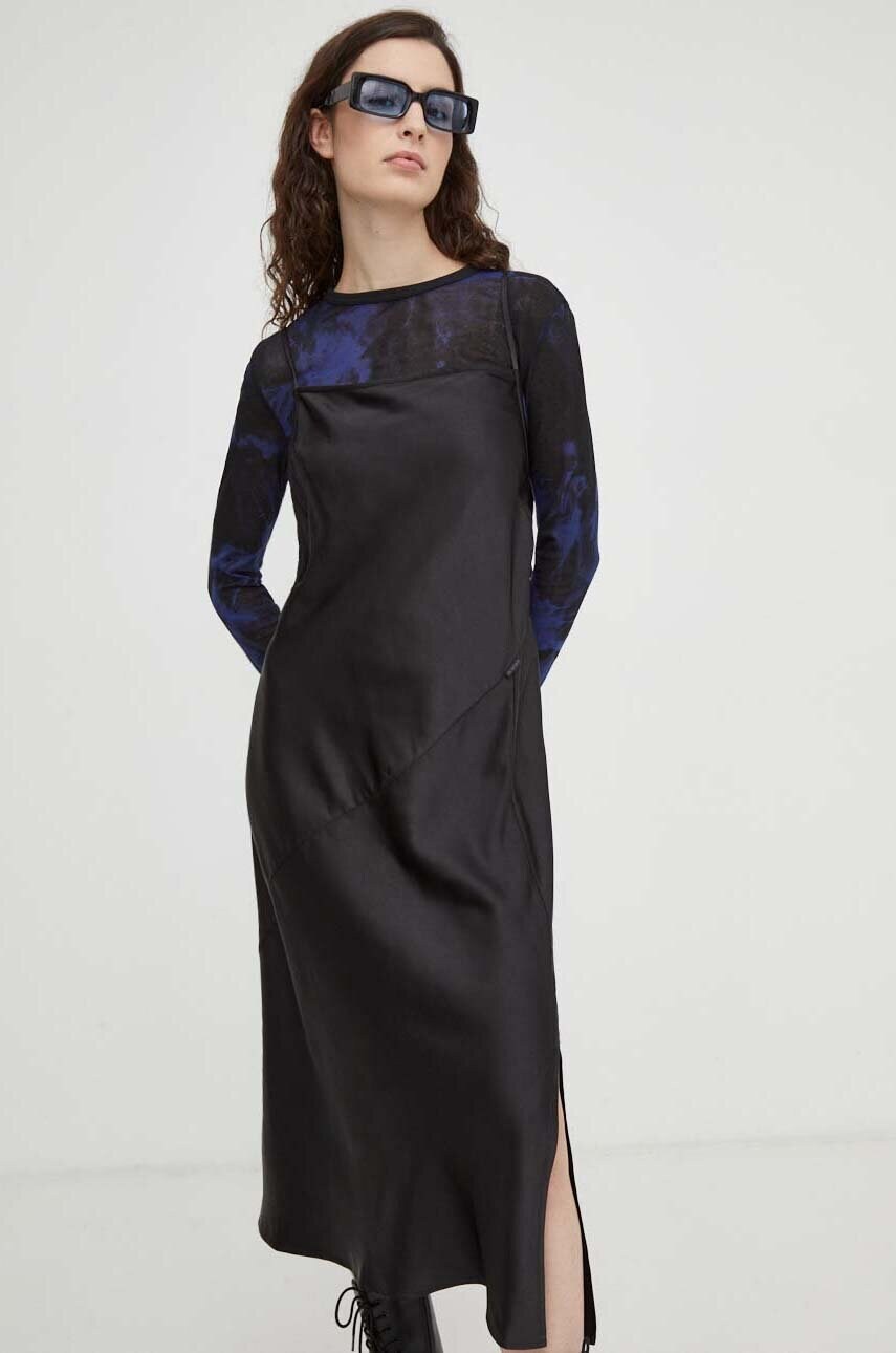 Сукня G-Star Raw колір чорний midi облягаюча