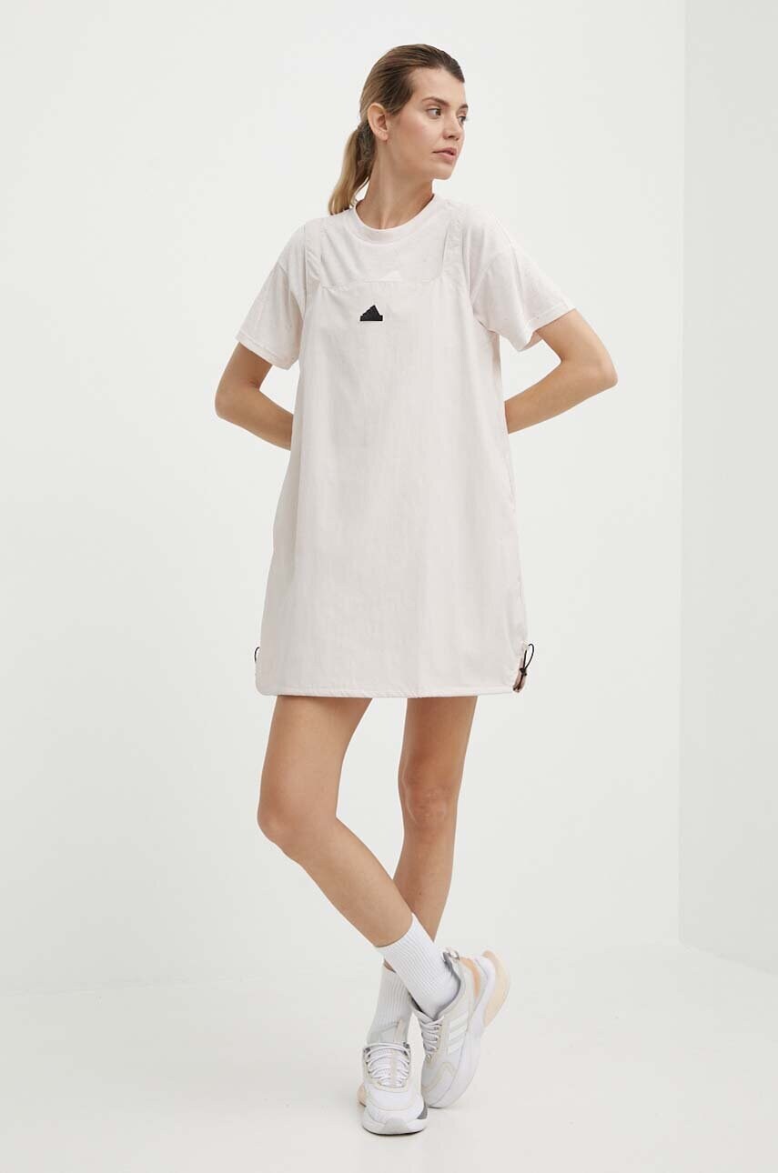 Сукня adidas колір рожевий mini розкльошена IS0669