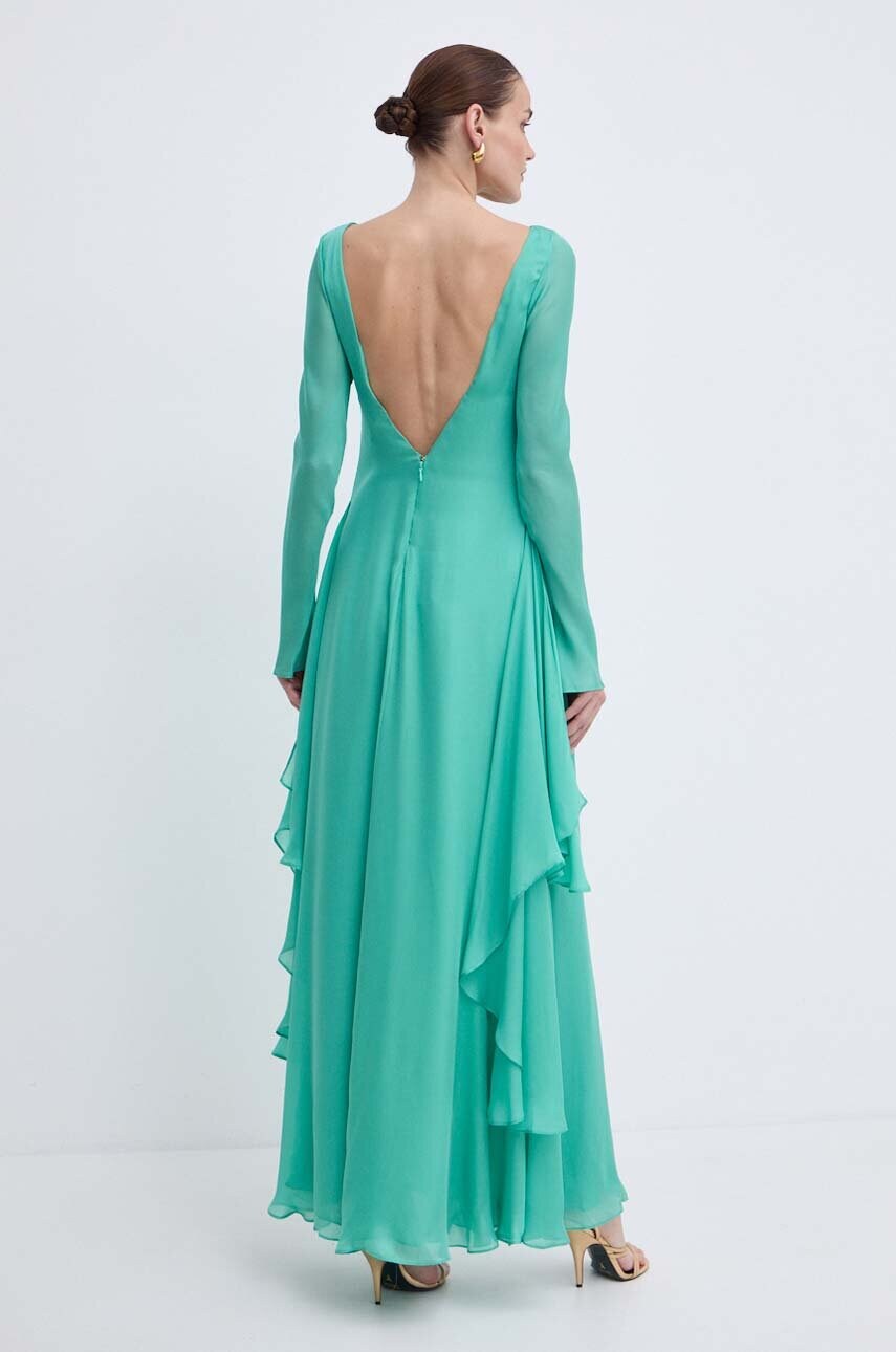 Шовкова сукня Luisa Spagnoli RUNWAY COLLECTION колір зелений maxi розкльошена 541121
