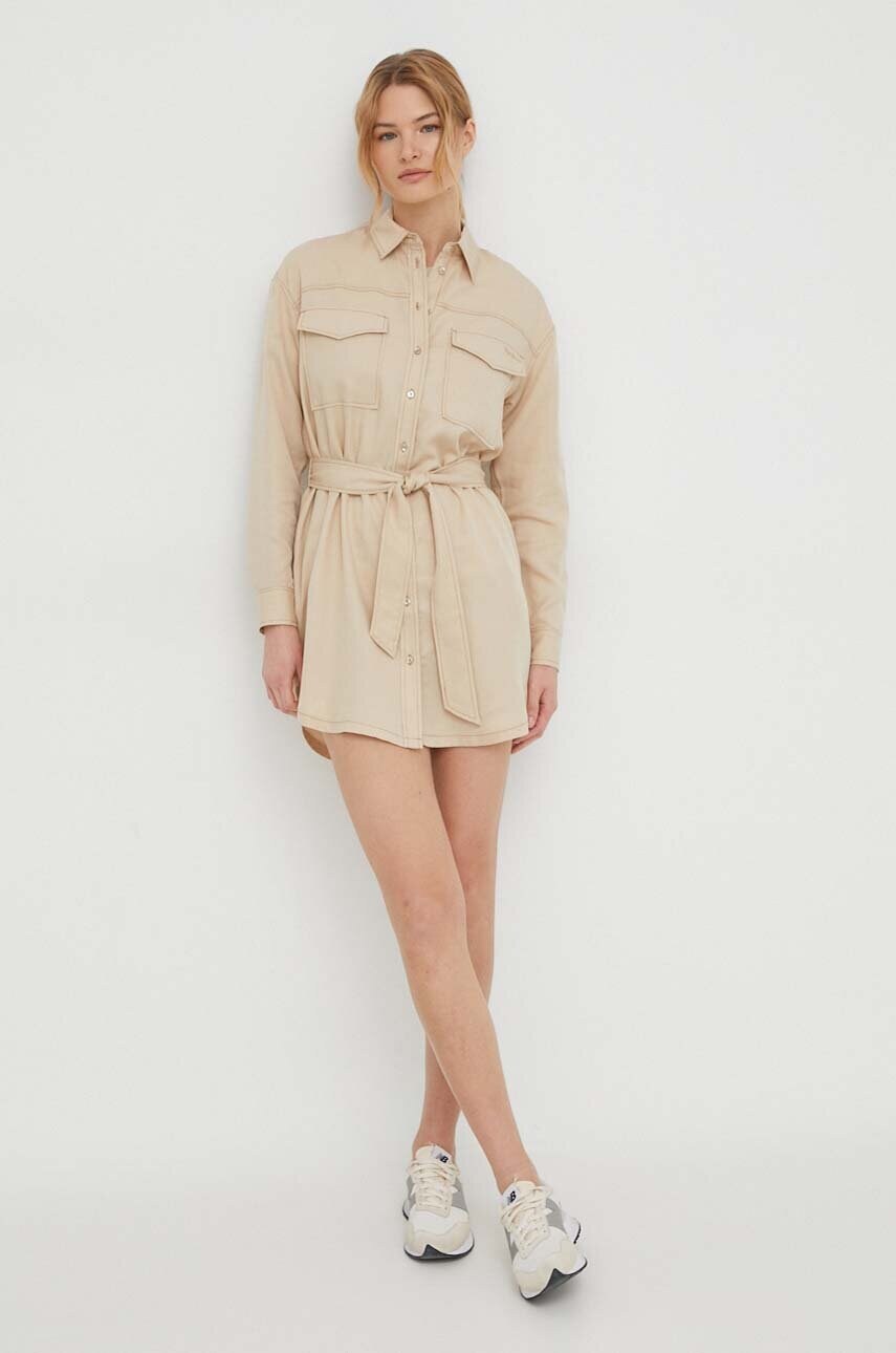 Сукня Pepe Jeans Beate колір бежевий mini пряма PL953443