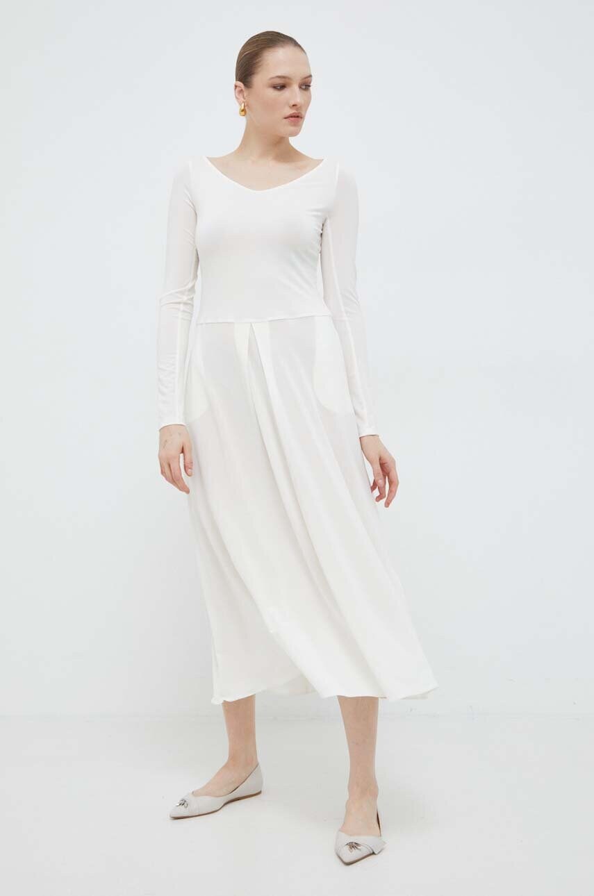 Сукня Max Mara Leisure колір білий midi розкльошена