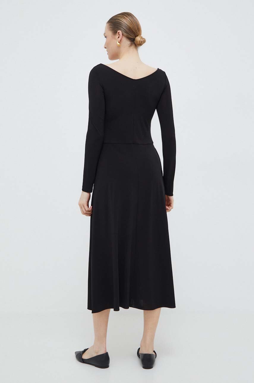 Сукня Max Mara Leisure колір чорний midi розкльошена