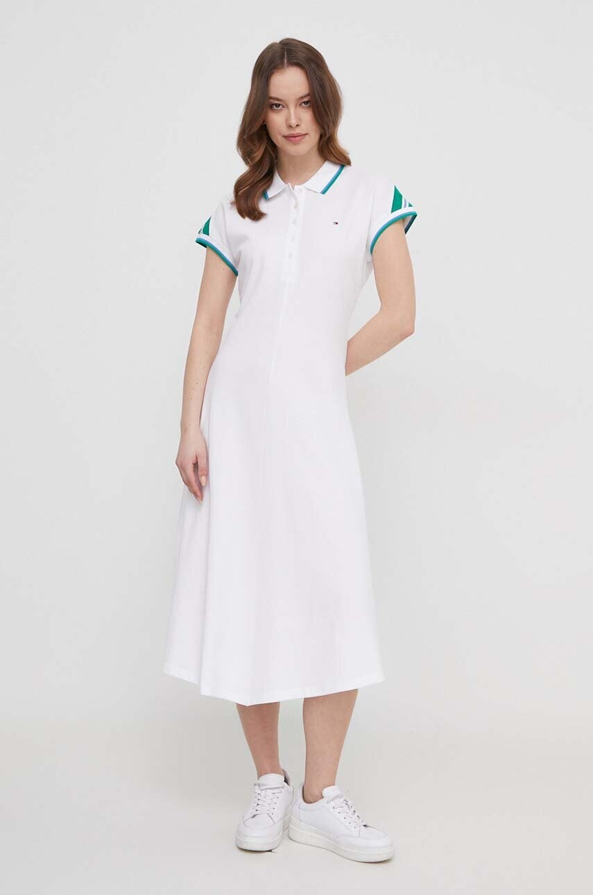Сукня Tommy Hilfiger колір білий midi розкльошена