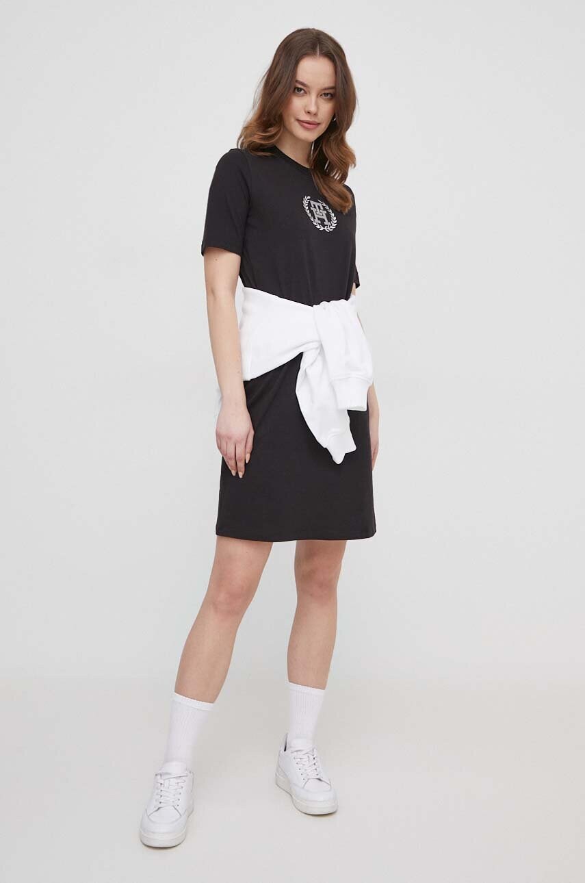 Бавовняна сукня Tommy Hilfiger колір чорний mini пряма