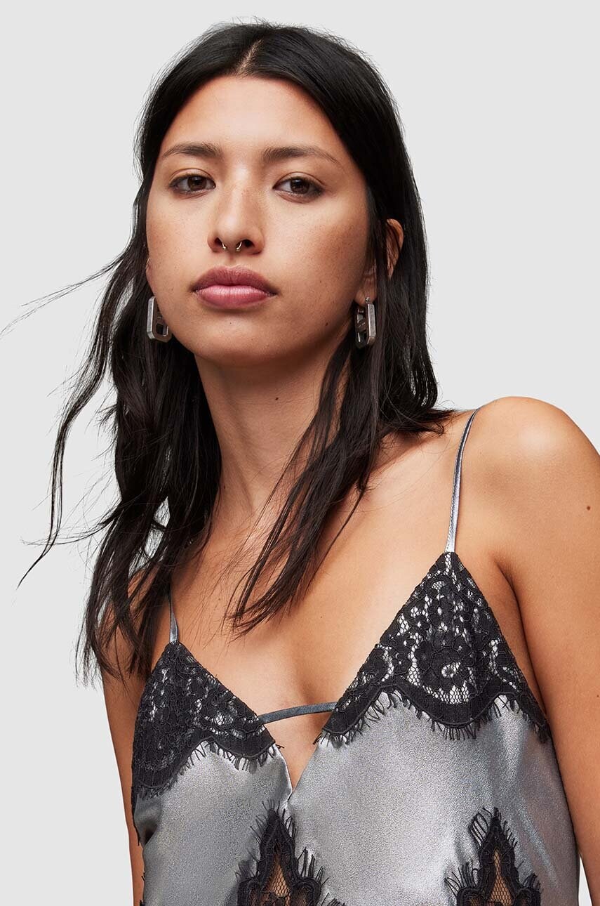 Сукня AllSaints Ophelia колір сірий midi пряма