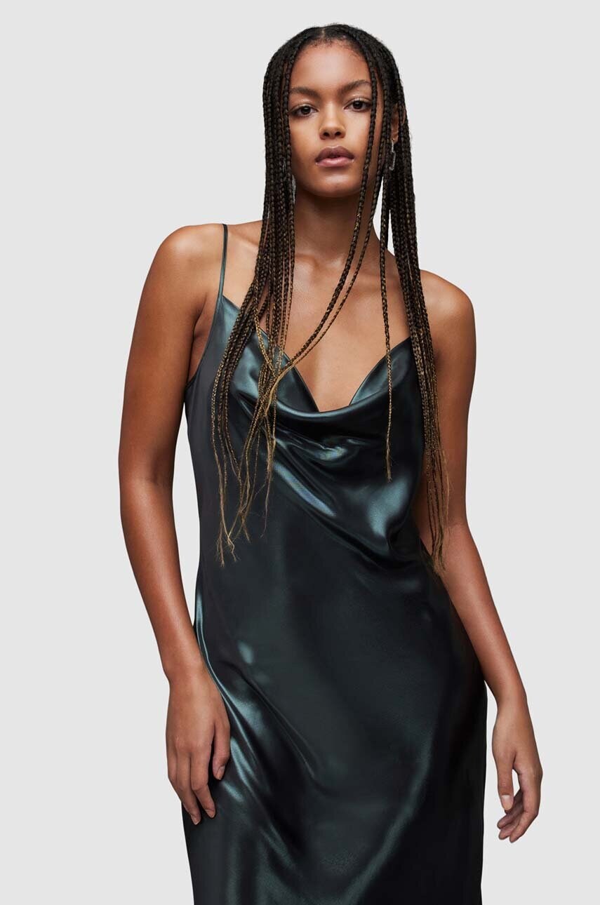 Сукня AllSaints Hadley колір зелений maxi облягаюча