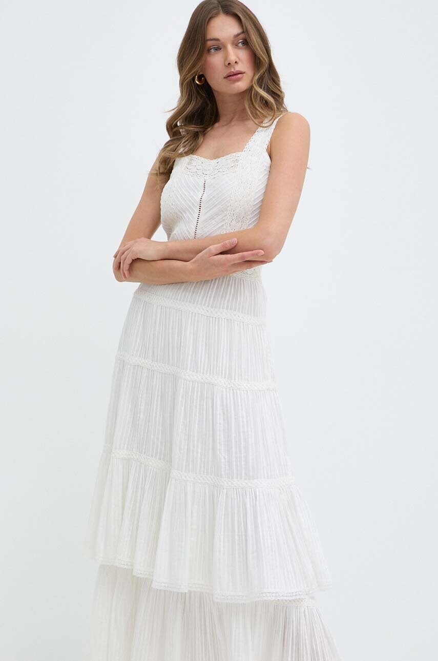 Бавовняна сукня Twinset колір білий maxi розкльошена