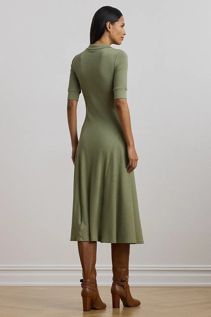 Сукня Lauren Ralph Lauren колір зелений midi розкльошена
