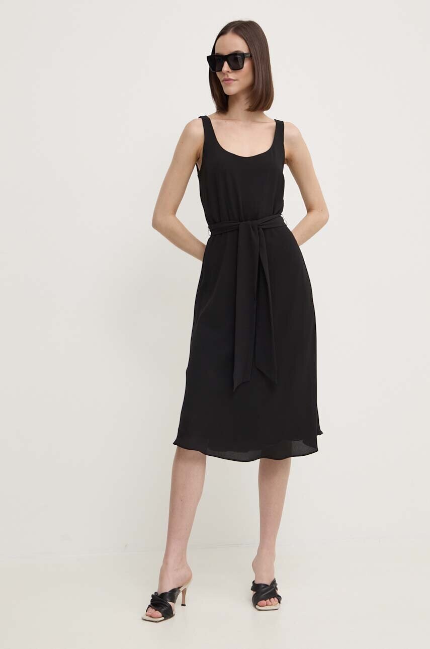 Сукня Lauren Ralph Lauren колір чорний midi розкльошена 250909378