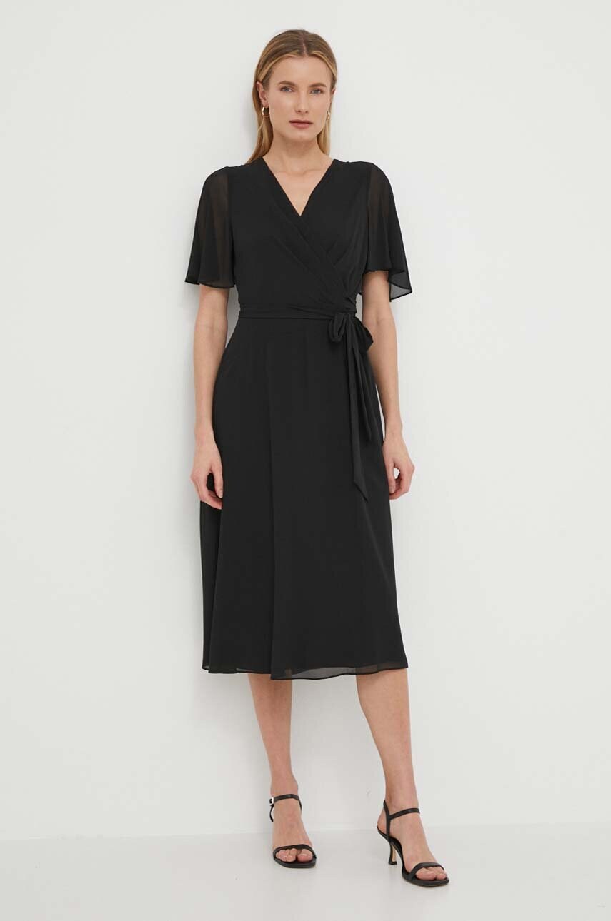 Сукня Lauren Ralph Lauren колір чорний midi розкльошена