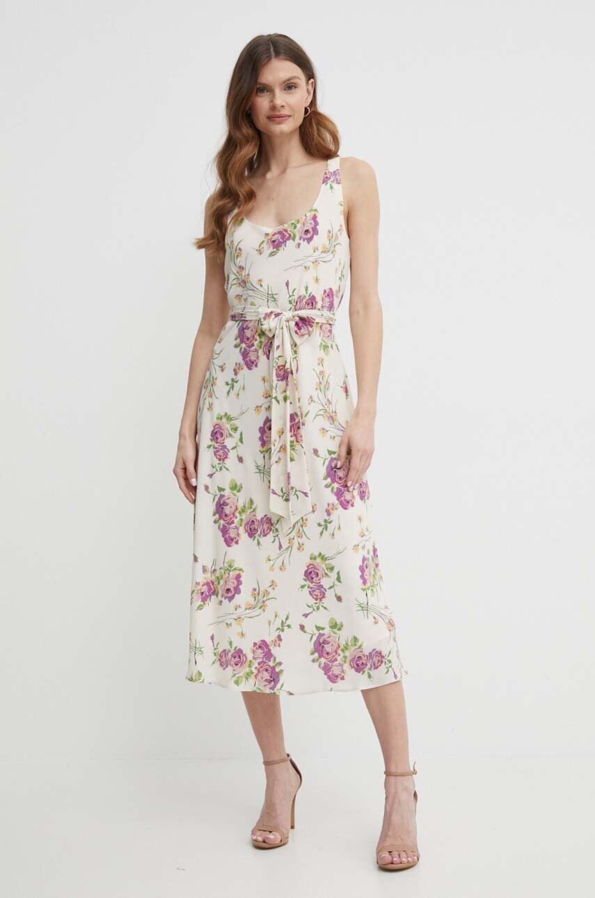 Сукня Lauren Ralph Lauren колір бежевий midi пряма 250932703
