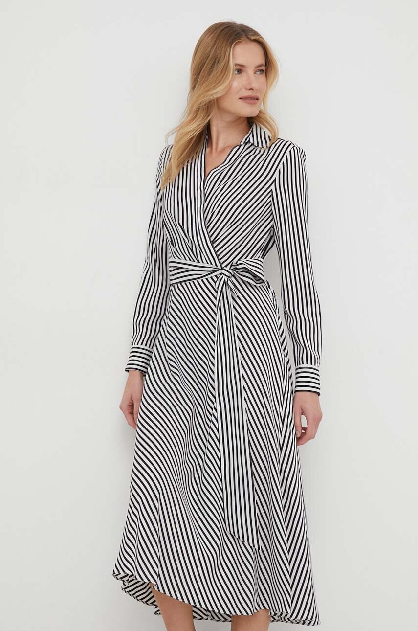 Сукня Lauren Ralph Lauren колір білий midi розкльошена