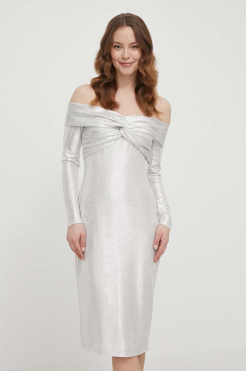 Сукня Lauren Ralph Lauren колір бежевий mini облягаюча