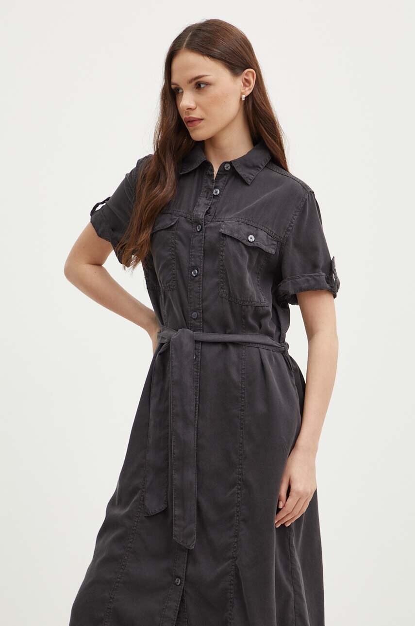 Сукня Pepe Jeans EVELINDA колір сірий midi розкльошена PL953482