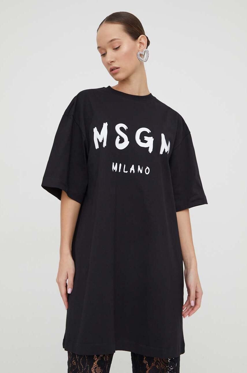 Бавовняна сукня MSGM колір чорний mini oversize