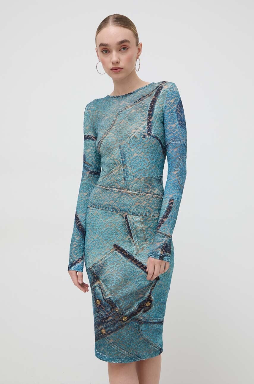 Сукня Versace Jeans Couture колір бірюзовий midi облягаюча