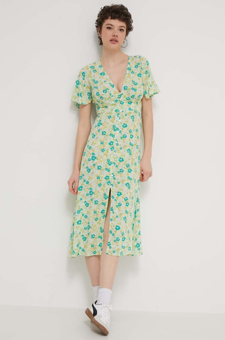 Сукня Billabong Your Girl колір зелений midi розкльошена ABJWD00671