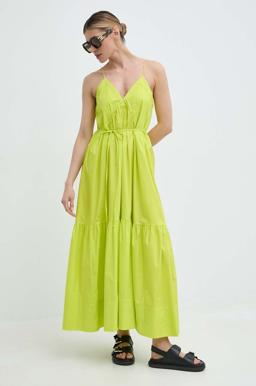 Сукня Twinset колір зелений maxi розкльошена