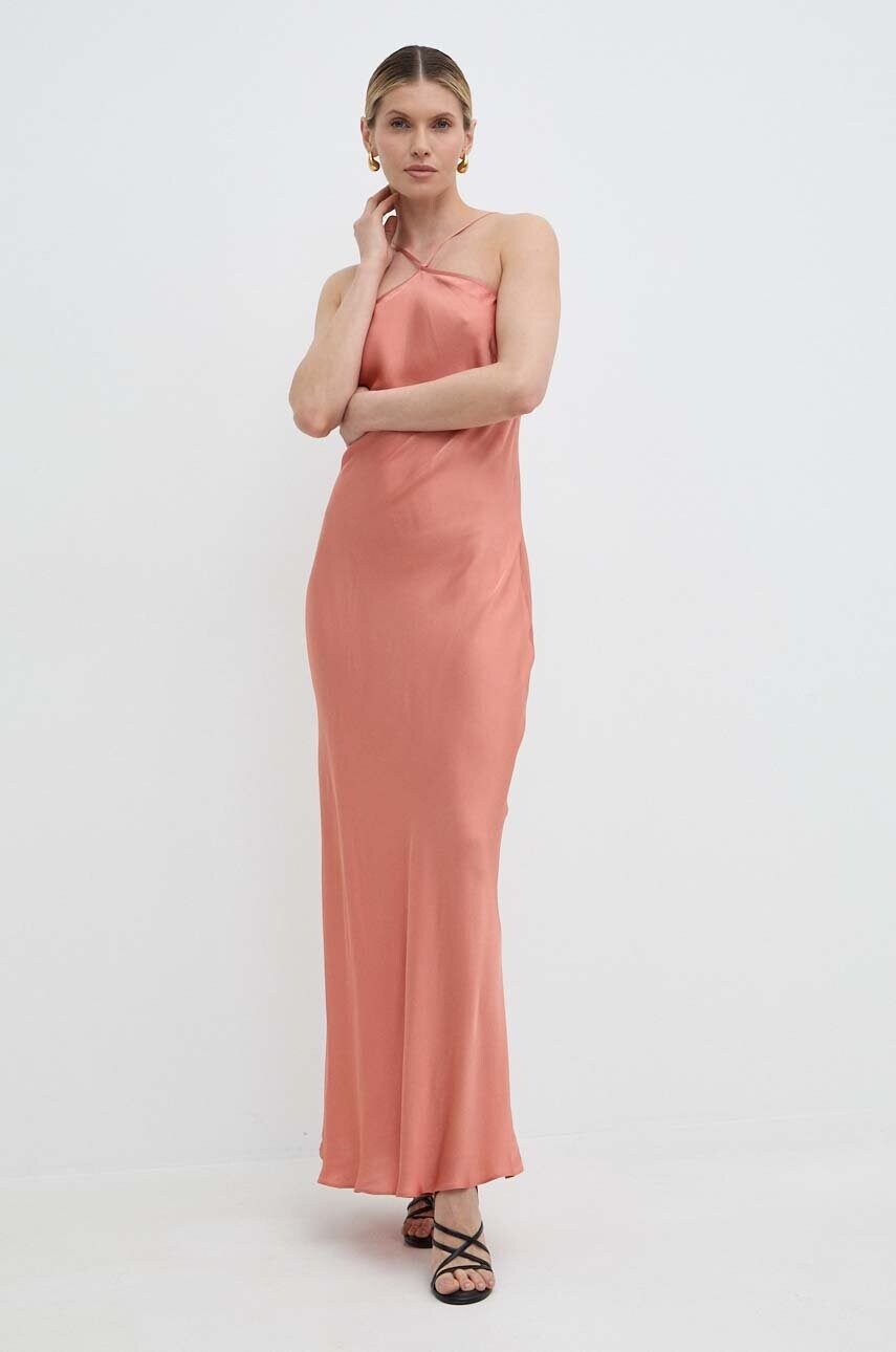 Сукня Twinset колір помаранчевий maxi облягаюча