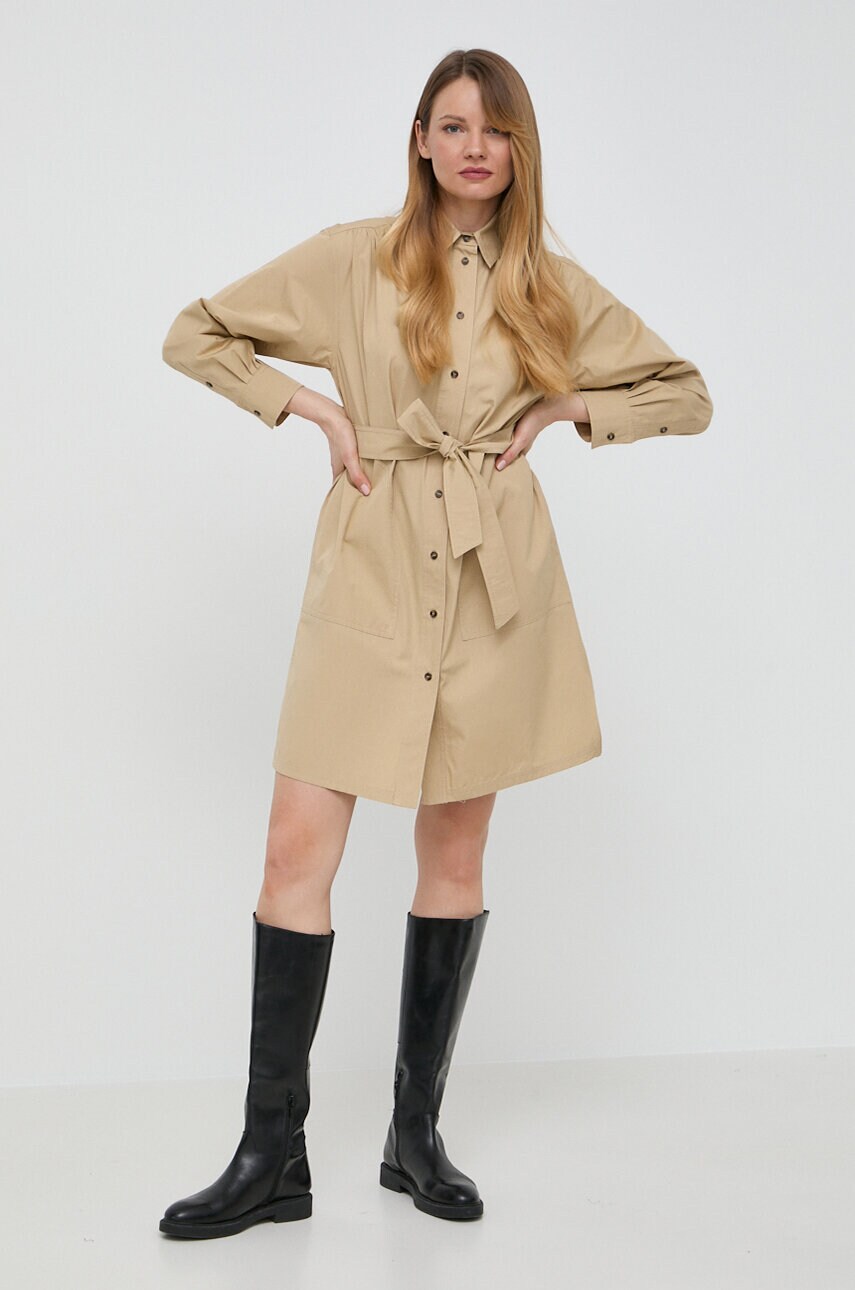 Бавовняна сукня Weekend Max Mara колір бежевий mini пряма