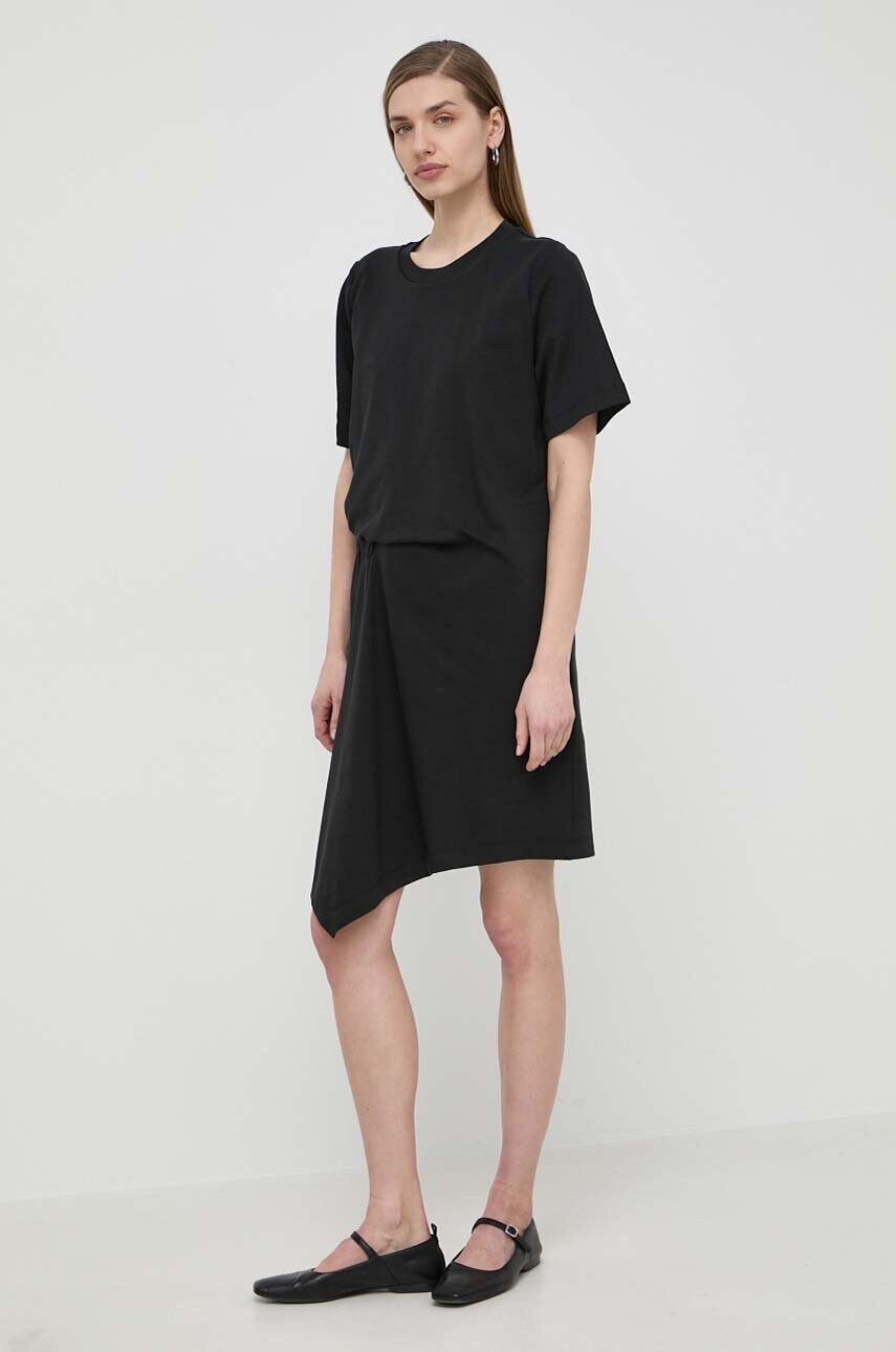 Бавовняна сукня Weekend Max Mara колір чорний mini розкльошена