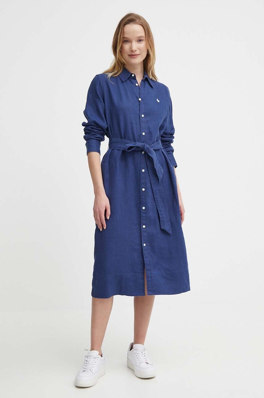 Льняна сукня Polo Ralph Lauren колір синій mini пряма 211943992
