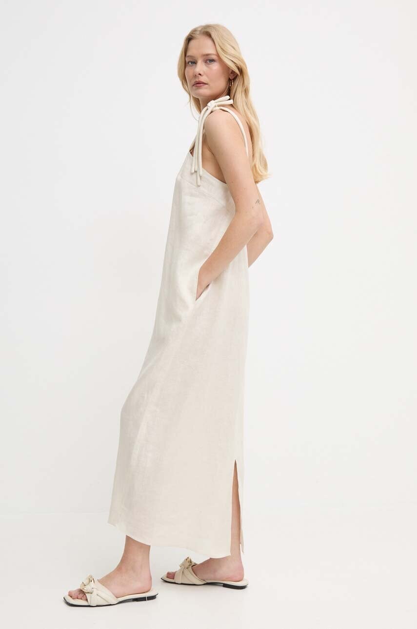 Льняна сукня Max Mara Leisure колір бежевий maxi пряма 2416221038600