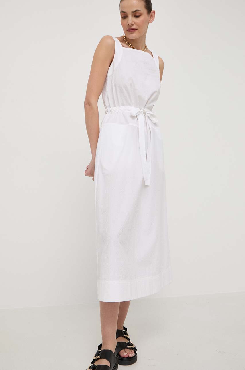 Бавовняна сукня Max Mara Leisure колір білий midi розкльошена