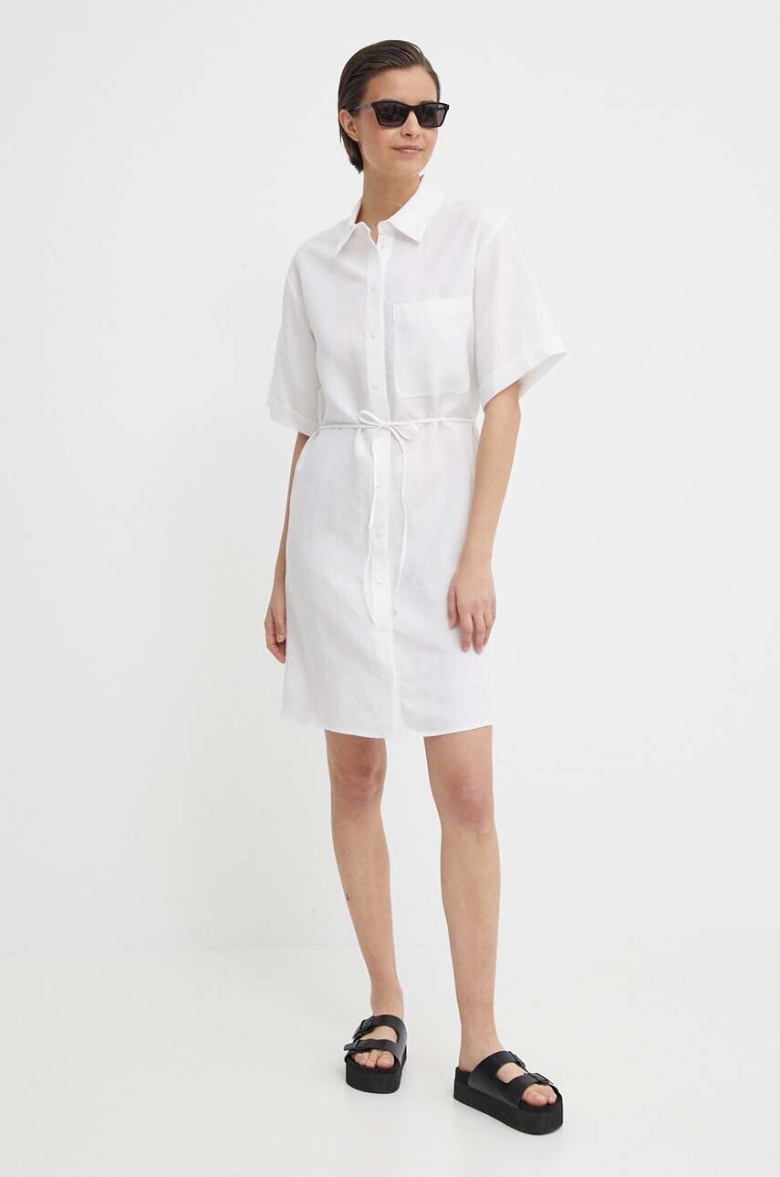 Сукня з домішкою льону Calvin Klein колір білий mini oversize K20K206697