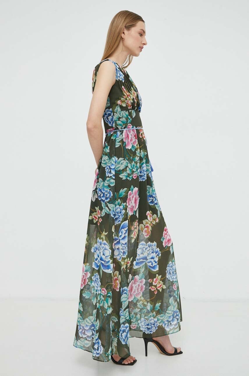 Сукня Guess колір зелений maxi розкльошена