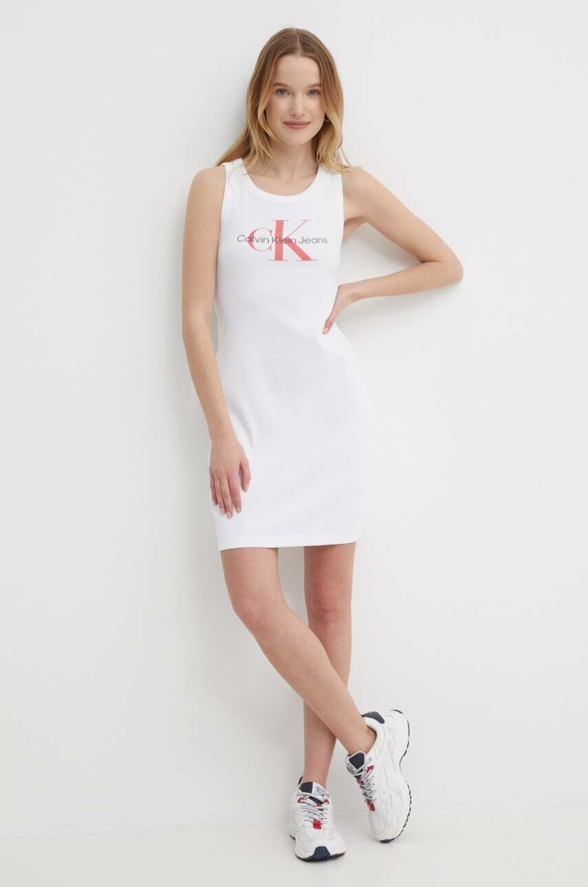 Купити Сукня Calvin Klein Jeans колір білий mini облягаюча – головне зображення