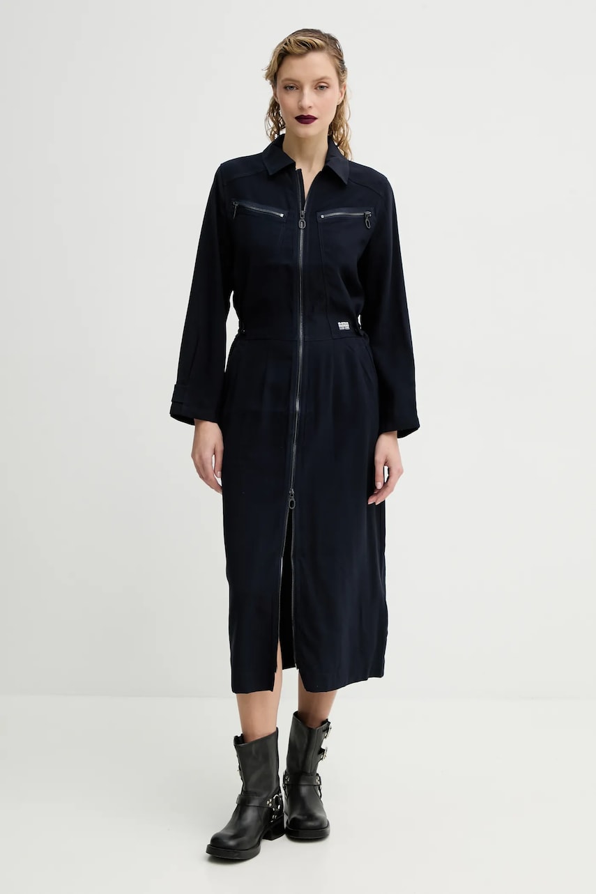 Сукня G-Star Raw колір чорний midi розкльошена D24267-D522