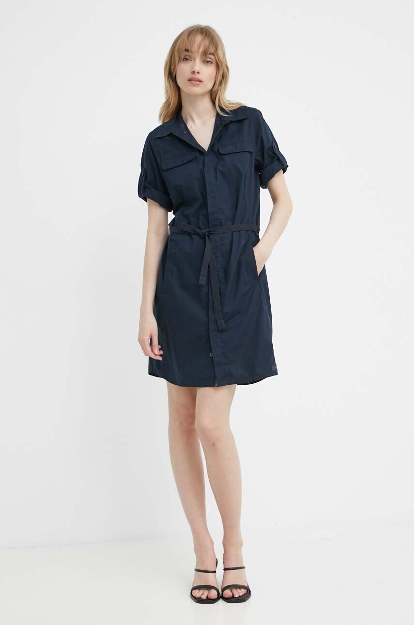 Бавовняна сукня G-Star Raw колір синій mini розкльошена