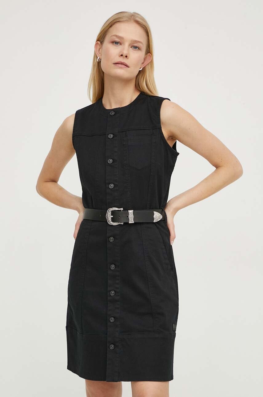 Джинсова сукня G-Star Raw колір чорний mini розкльошена