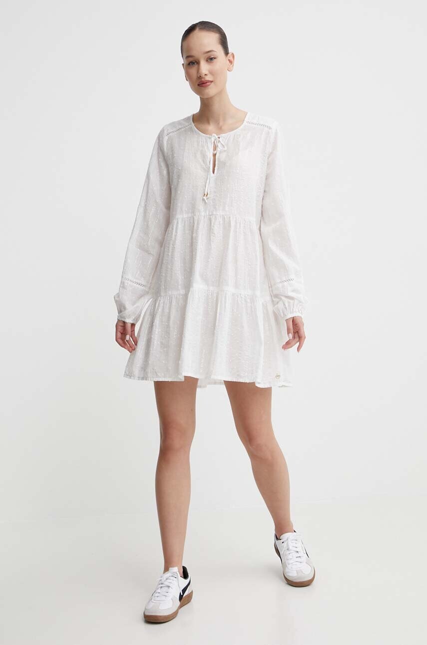 Сукня Superdry колір білий mini розкльошена