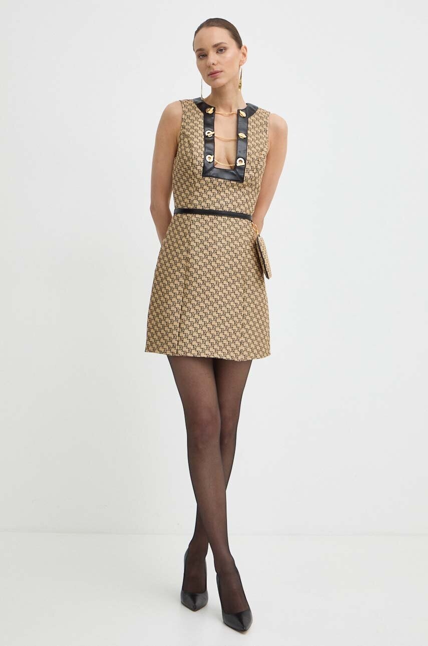 Сукня Elisabetta Franchi колір бежевий mini облягаюча AB64642E2