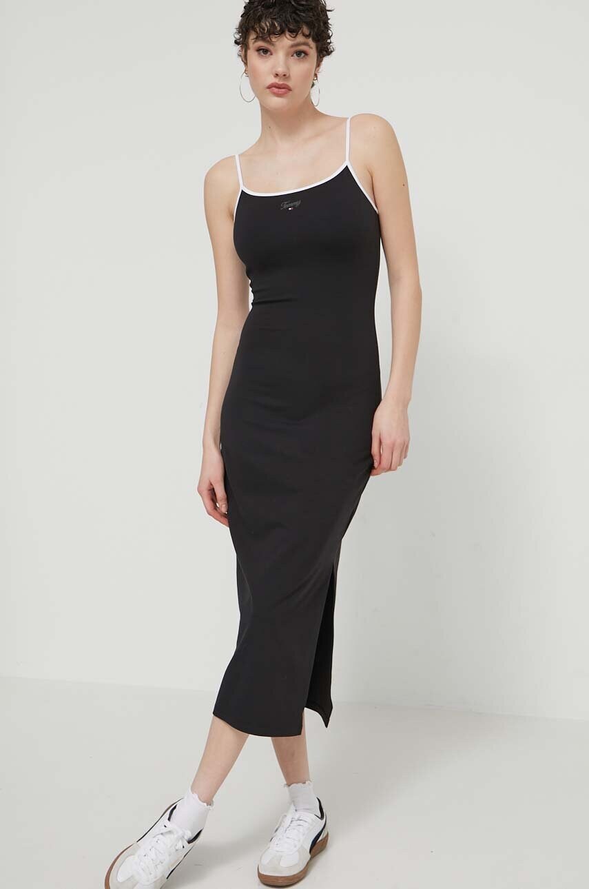 Сукня Tommy Jeans колір чорний midi облягаюча DW0DW17952