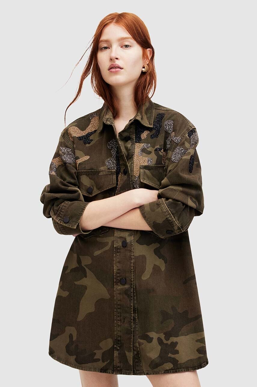 Бавовняна сукня AllSaints LILY колір зелений mini oversize