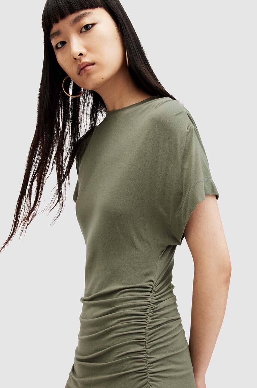 Сукня AllSaints NATALIE колір зелений midi облягаюча