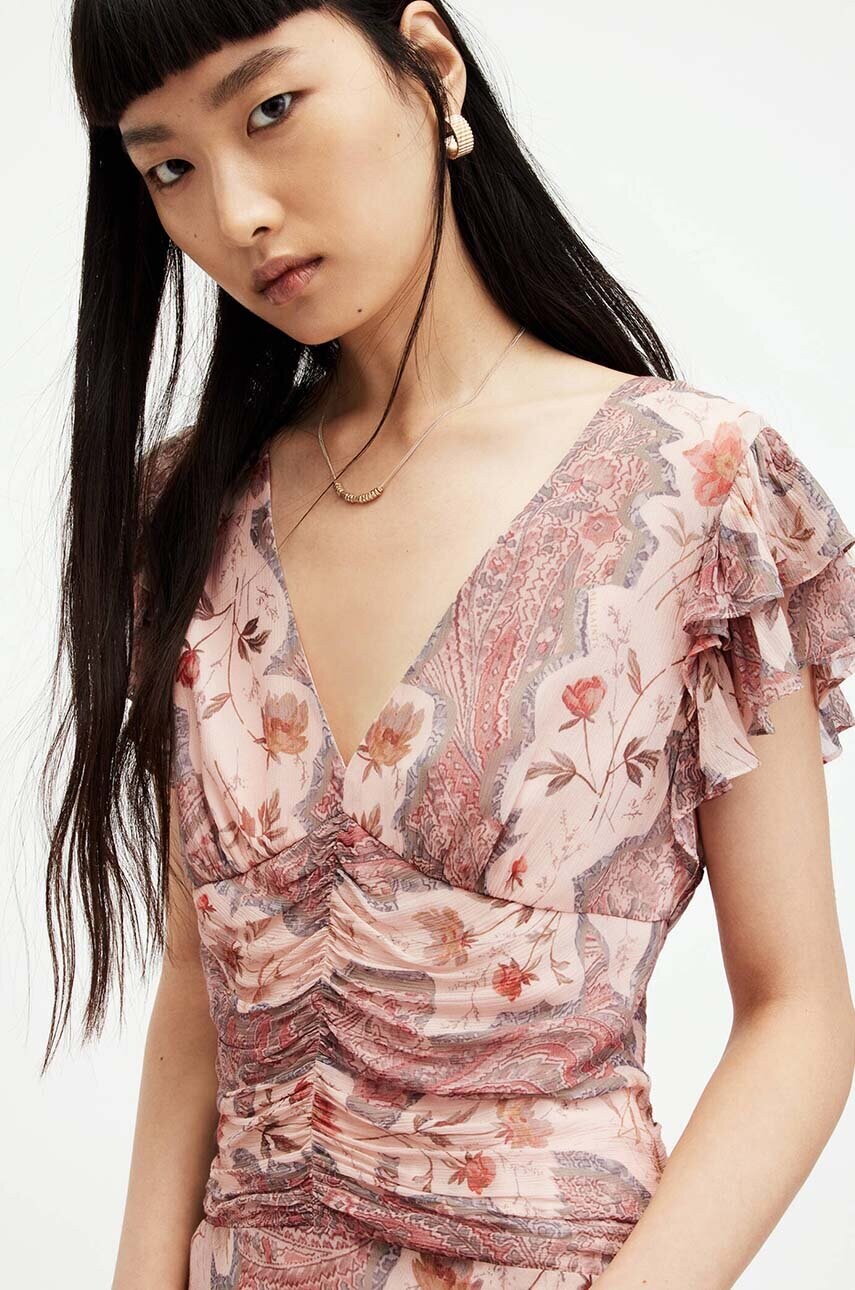 Сукня AllSaints BREA CASCADE maxi облягаюча