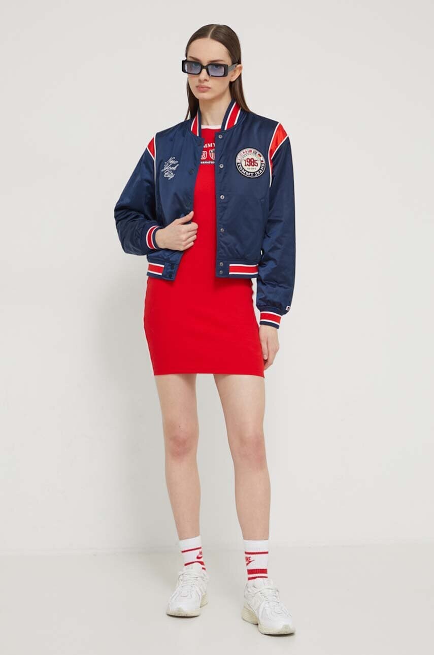 Сукня Tommy Jeans Archive Games колір червоний mini облягаюча