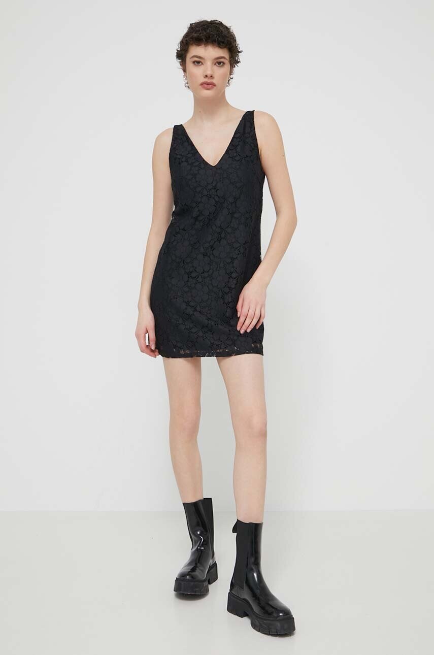 Сукня Desigual LACE колір чорний mini пряма 24SWVW48